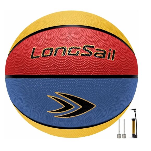 Full Size Basketball Rubber- Leather, Indoor-Outdoor-Pool, with Pump(Deflated) - Picture 1 of 6
